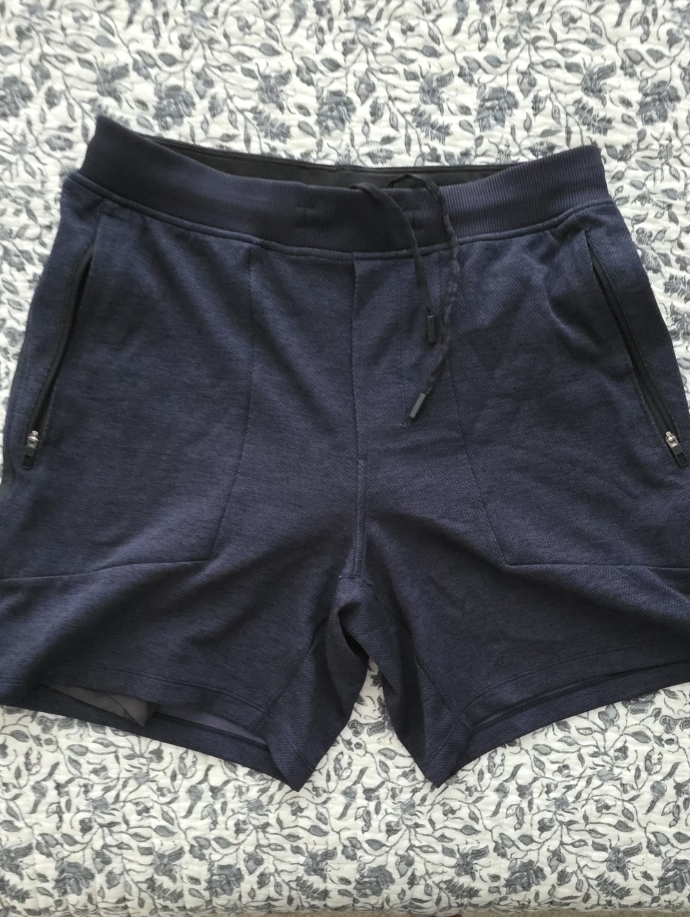 lululemon athletica Navy Athletic Drawstring Zip-Pocket Shorts